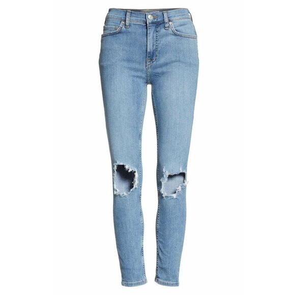 Free People High Rise Distressed Skinny Ankle Jeans 28 or 6 NEW - Picture 1 of 7